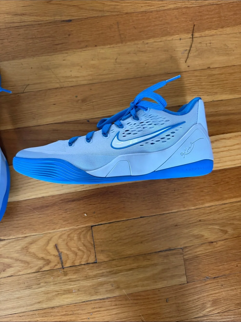 Kobe Nike Light Blue Sneakers with Bright Blue Accents